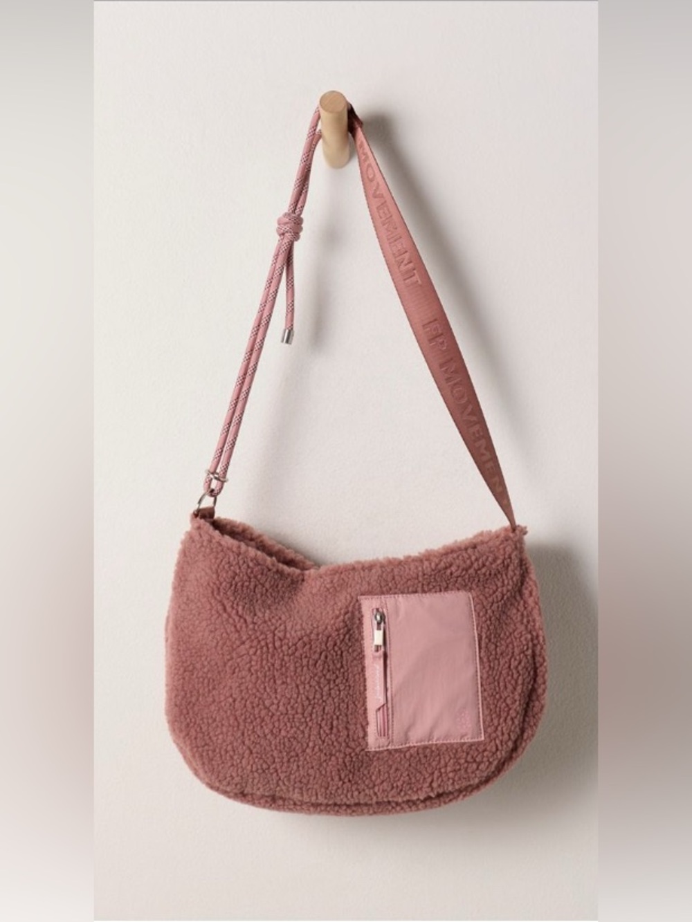 Free People Movement Slopes Sherpa Sling Bag. Color Mauve